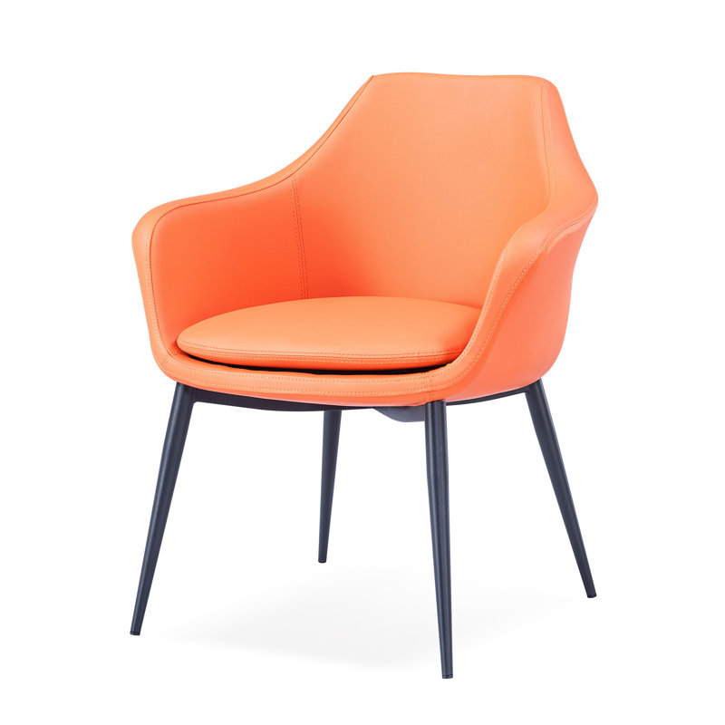 Teegan 19'' H Upholstered Metal Armchair, Orange, Black