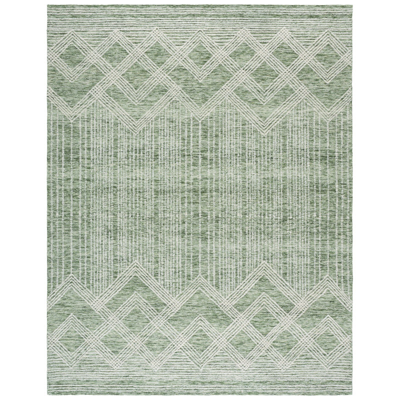 Pine Hand Tufted Wool;Cotton Geometric Rug, Rectangle 8' x 10'