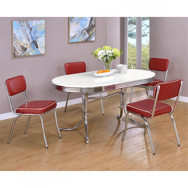Ensemble de table de salle à manger ovale, Rouge
