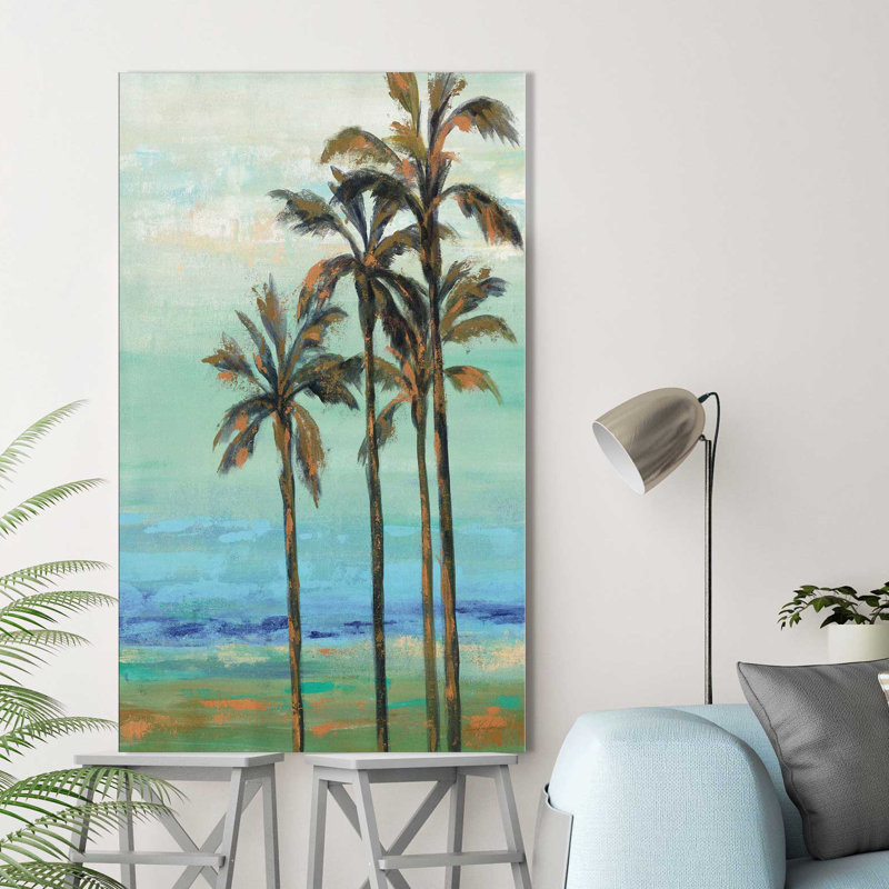 «Copper Palms I», reproduction de peinture acrylique sur toile, H 48 po x l 28 po x P 1,5 po, Toile tendue