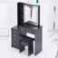Ensemble de meuble-lavabo de 37 po avec commode de chevet de taille moyenne 37 po, 2 prises AC 2 USB, support pour sèche-cheveux, grand miroir à DEL tactile, interrupteur 3 couleurs-129586630