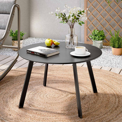 Rafsan 27.6" Outdoor Round Steel Coffee Table by George Oliver
