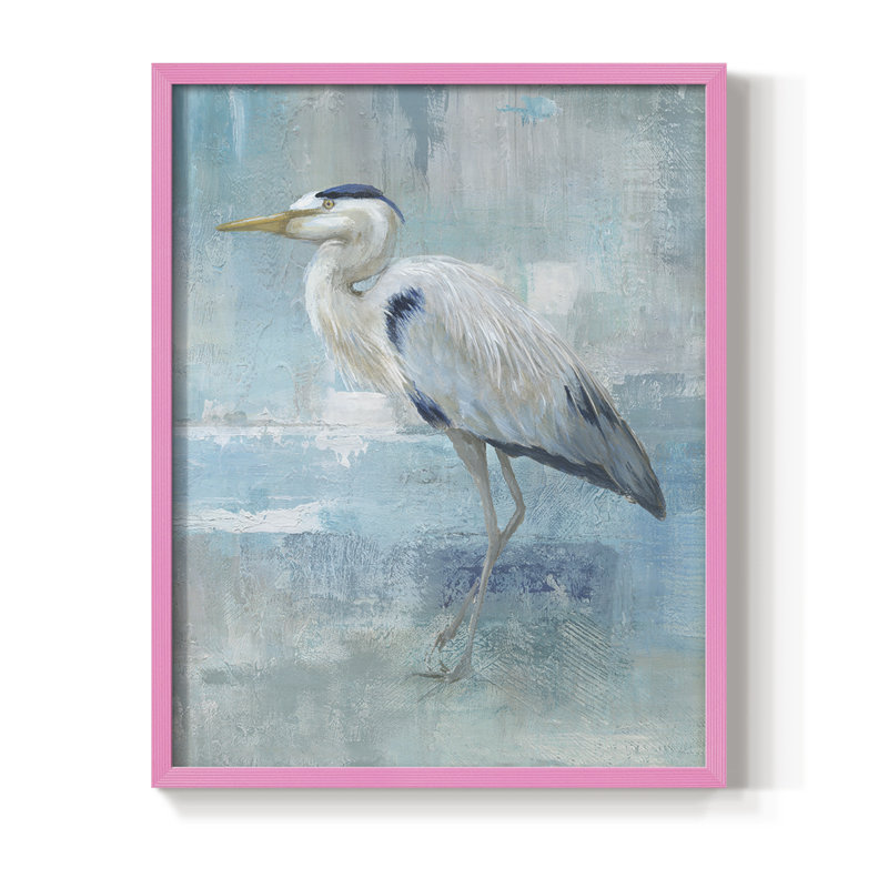 Blue Heron II, reproduction encadrée - bois massif, Rose, H 10 po x l 8 po
