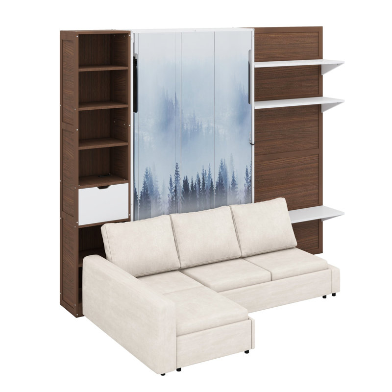Le lit escamotable avec façade canapé et rangement intégrés optimise l'espace dans les chambres d'hôtes et les studios.