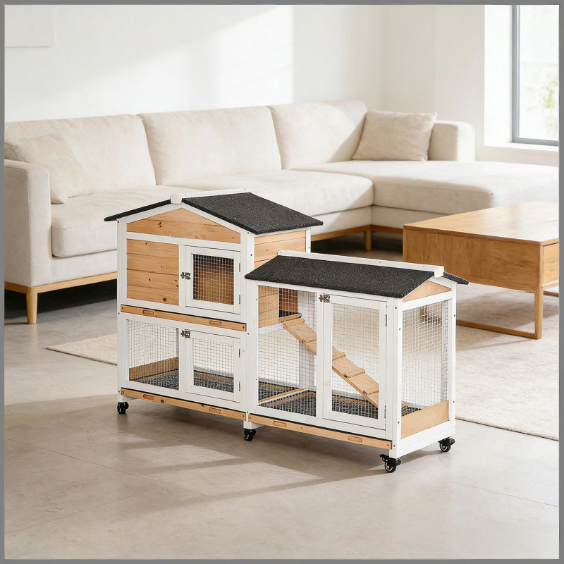 Cage pour animaux, clapier mobile en bois