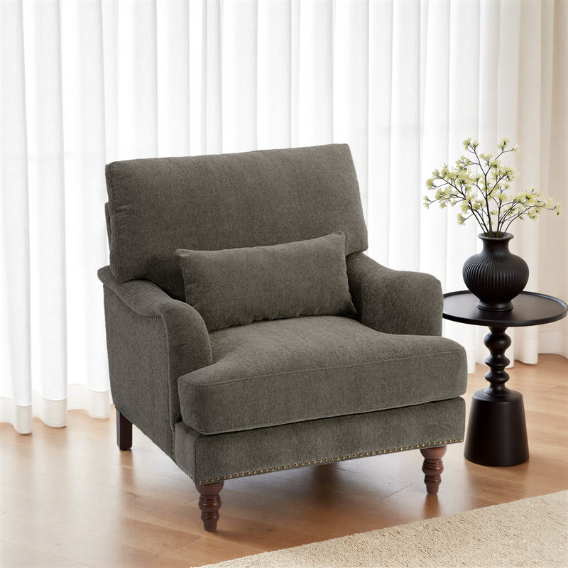 Upholstered Armchair, Tan