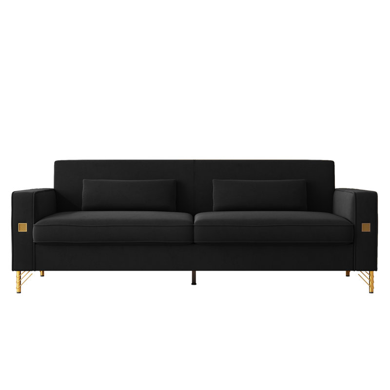 Canapé Lucian Luxe avec détails dorés, Black