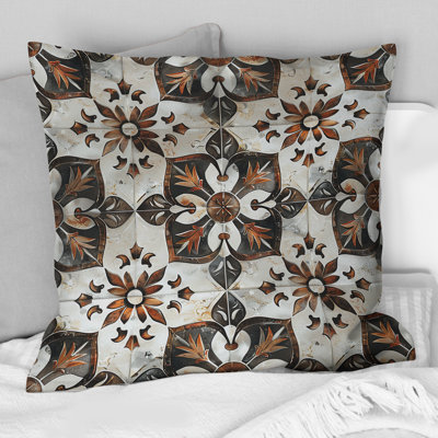Coussin décoratif brun et blanc en mosaïque Bliss IV