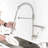 Heavy Duty Commercial Style Led Kitchen Faucet With Pull Down, Pre-Rinse And 2 Function Spout In Brushed Nickel Single Handle Spring Nickel,-890059555