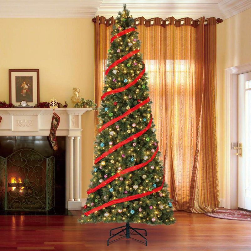 Home Heritage Cascade Quick Set Artificial Christmas Tree, 9' , Clear/White