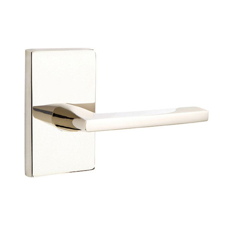 Poignée de porte avec rosette rectangulaire Cortina, Droite, Nickel lumineux
