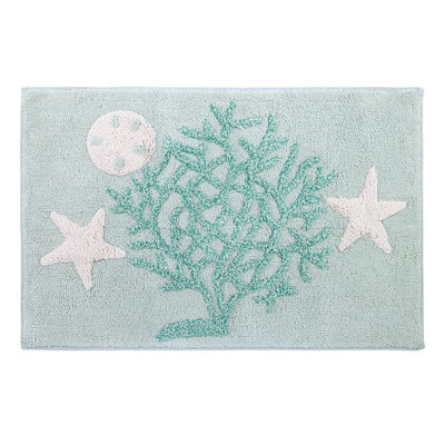 Seaside Serenity Cotton Bath Mat - Coastal Chic Bathroom Rug Collection