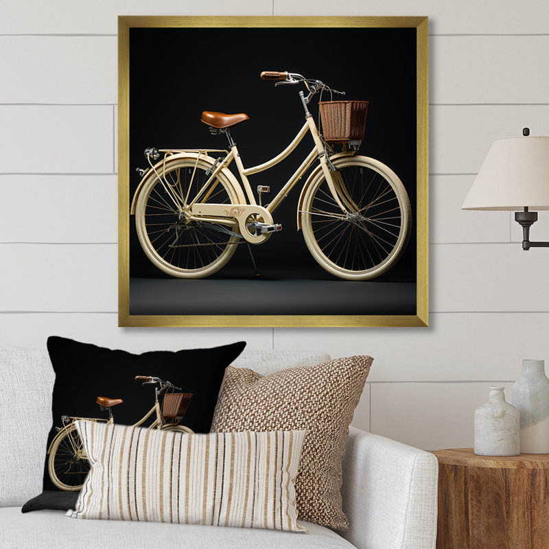 Vélo ivoire I, Encadrement doré, H 36 po x l 36 po x P 1,5 po