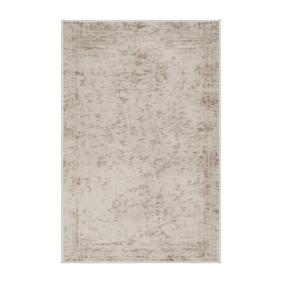 Machine Washable Abstract Beige Area Rug