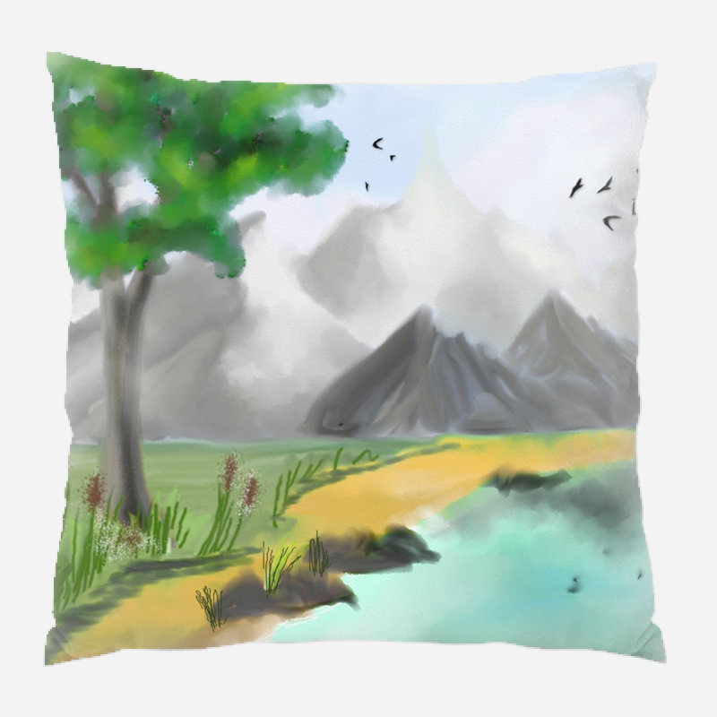 Coussin watercolour Ariana, Microsuède, Intérieur