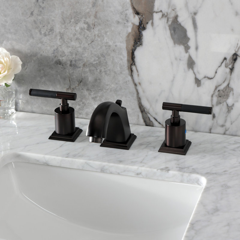 Kingston Brass Kaiser Two-Handle 3-Hole Deck Mount Widespread Bathroom Faucet With Pop-Up Drain, Oil Rubbed Bronze