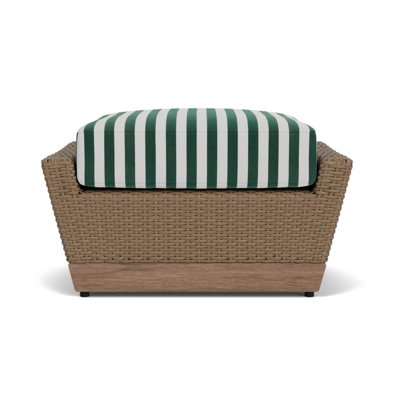 Charisma Rectangle Outdoor Ottoman Patio Ottoman, Safari/White Stripe
