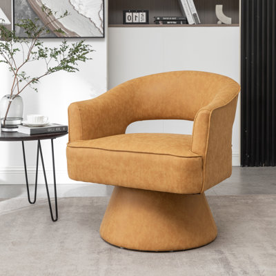 Kenzlee Upholstered Swivel Barrel Chair