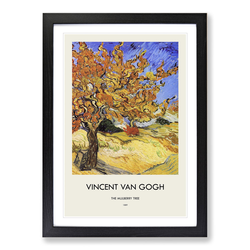 Mulberry Tree by Vincent Van Gogh - Picture Frame Painting, 65cm H x 48cm W x 2cm D, Black