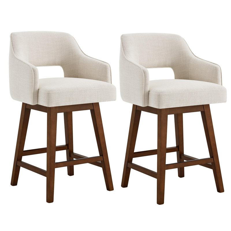 Ensemble de 2 tabourets pivotants rembourrés Lainey, Lin Effie