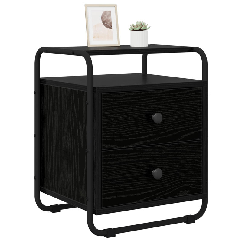 40 cm W Bedside Table, Black Oak