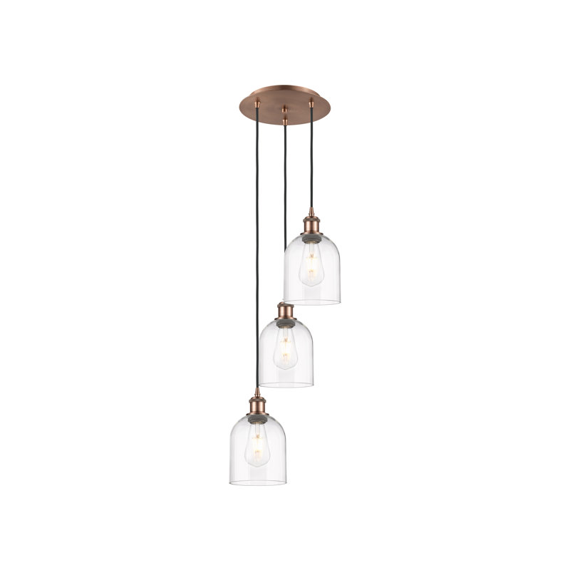 Odaniel 3 - Light Cluster Pendant, Clear, Antique Copper