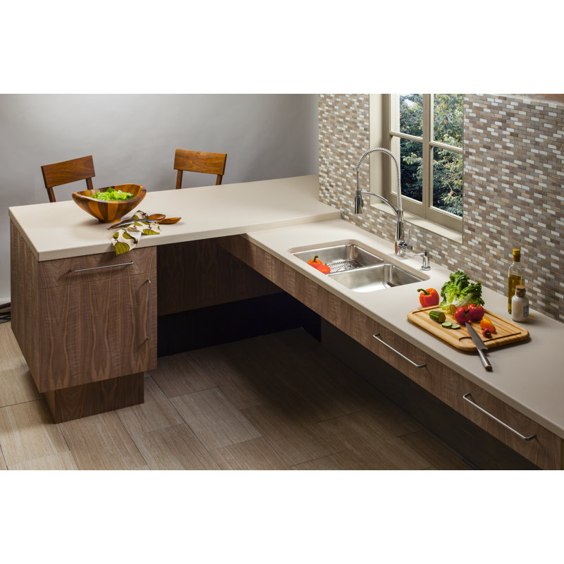 Évier de cuisine à double cuve encastrable Lustertone L 30,75 po x l 18,5 po Lustertone, Nickel lustré