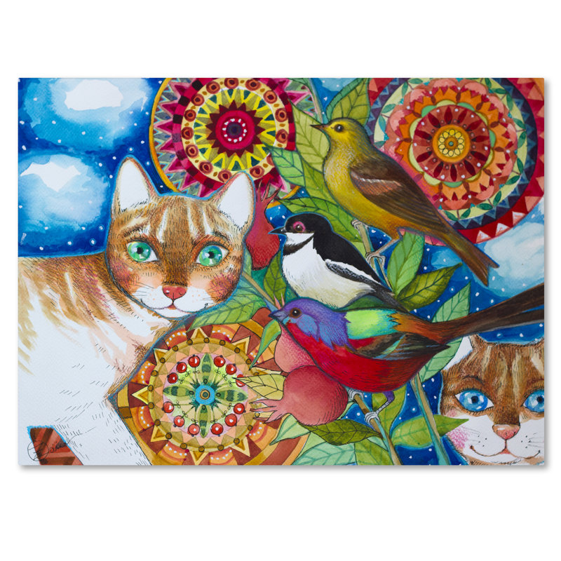 Mandala Cats par Oxana Ziaka - impression sur toile tendue, H 35 po x l 47 po
