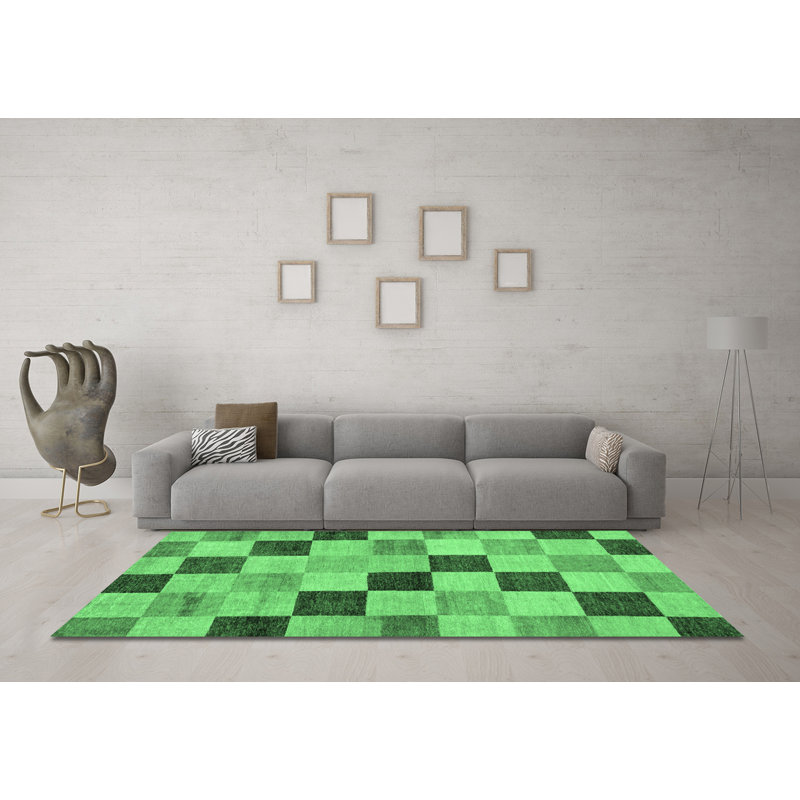 Washable Checkered Indoor Rug, Square 6'