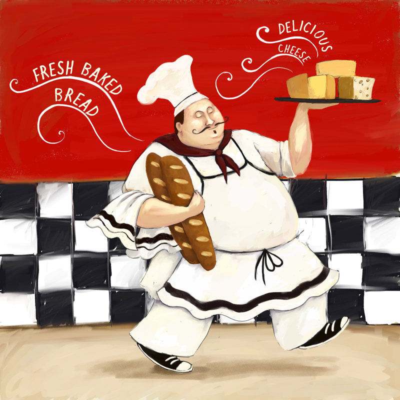 Happy Chef - Wrapped Canvas Painting, 51cm H x 51cm W x 3.8cm D