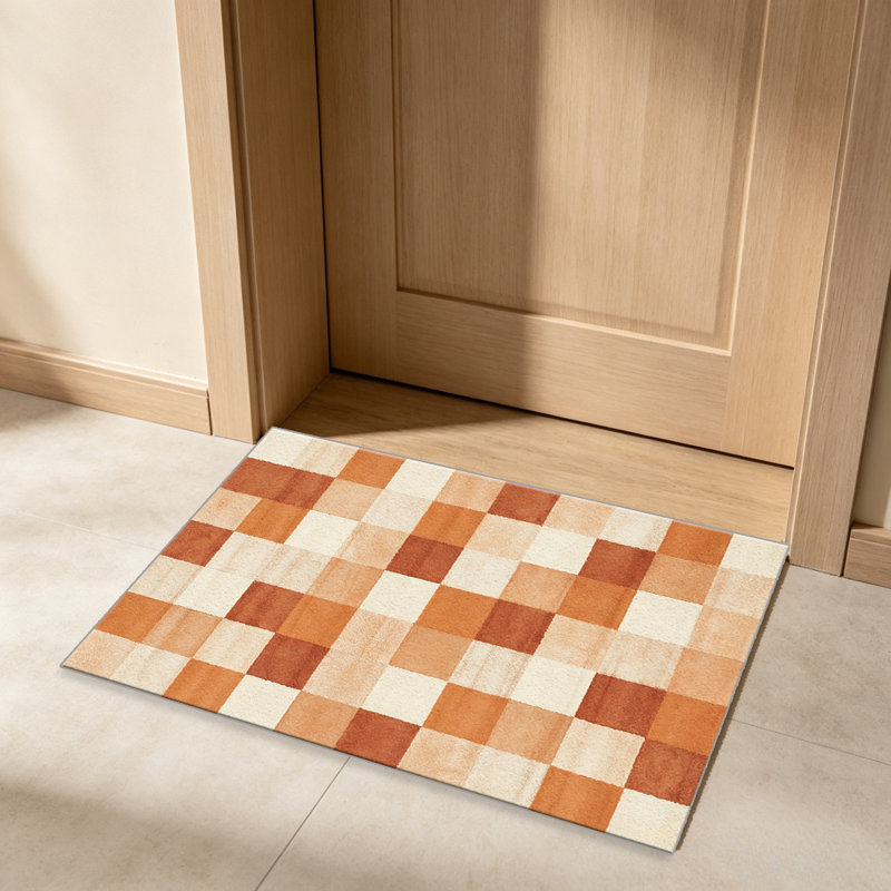 Terracotta Plaid Pattern carpet-easy to clean, machine-washable, soft and comfortable; suitable for door mats, kitchens, living rooms, bedrooms, corridors, and laundry areas. Easy to clean, durable carpet for home decoration.