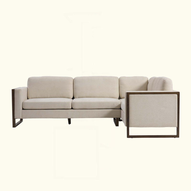 Canapé modulaire carré en L 2 pièces à accoudoirs carrés, salons, chambres à coucher, bureau d'appartement