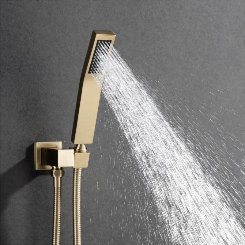 Système de douche complet avec valve brute et pomme de douche à pluie de 12 pouces, Or brossé