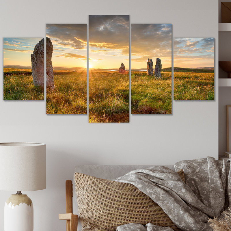 Pierres debout - art mural sur toile Paysages - 5 panneaux