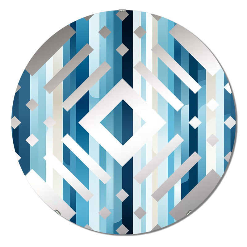 Blue Horizon Lines Striped Pattern - Diamond Decorative Mirror, 31.4" x 31.4"