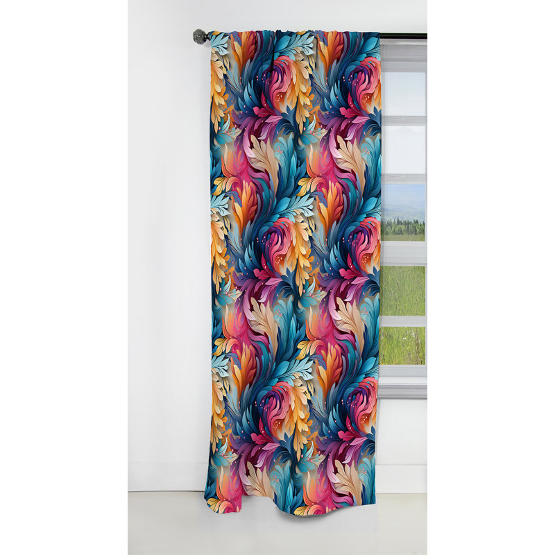 Ethno Paisley Harmony Fuse Marble Motif I - Rideau occultant en marbre abstrait - 1 panneaux, L 52 po x L 63 po