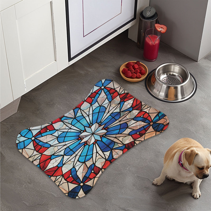 RWB Mosaic - 1 Piece Bone Shape Feeding Mat, Small (14")