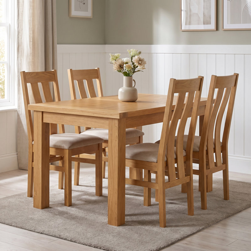 Dover Extendable Oak Rectangular Dining Table, H78 x L198 x W90cm