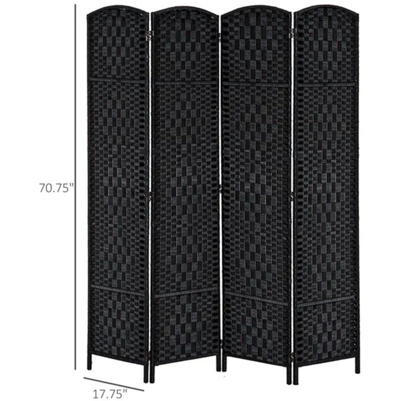 Cloison pliante autoportante noire 6 panneaux 6 pieds