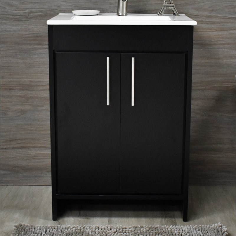 Ensemble de meuble-lavabo simple 24 po Amrooti, Noir