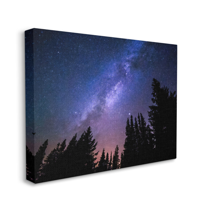 " Deep Blue & Purple Galaxy Sky Stars Woodlands Border " by Alpenglow Workshop, Wrapped Canvas, 20" W x 16" H