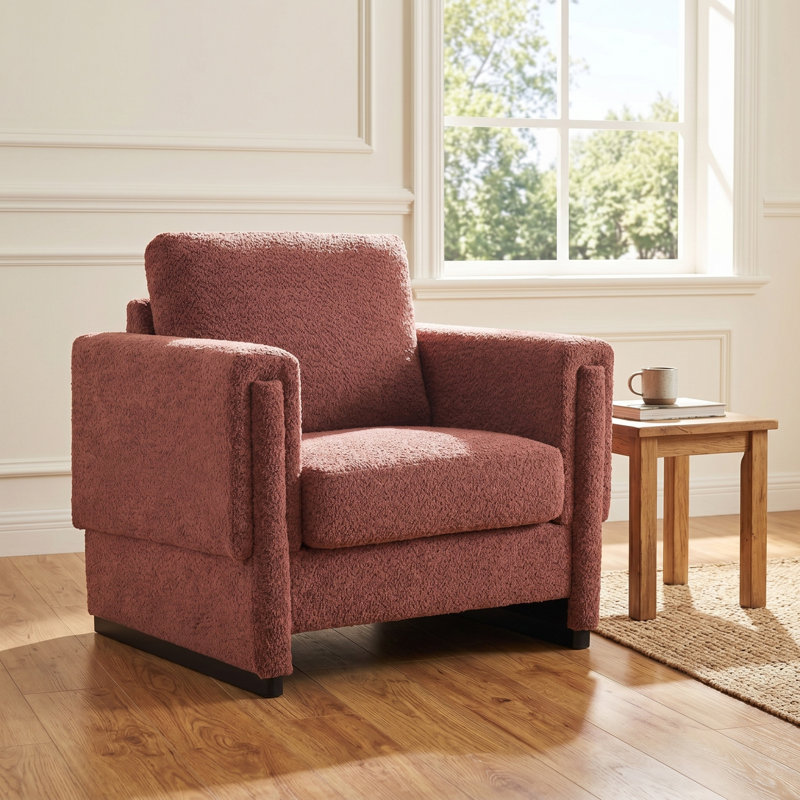 Chaise d'appoint rembourrée avec pieds en bois massif Teddy Boucle