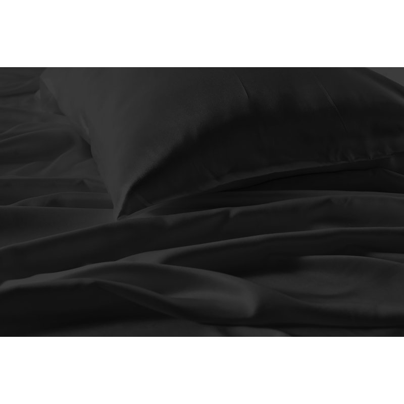 Luxury & Soft 4-Piece Satin Sheet Set - 6 Colors, Black, King Sheet Set with 2 Pillowcases