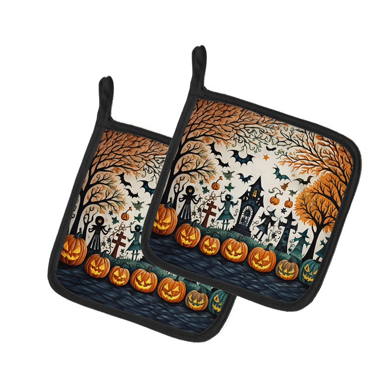 Paire de porte-casseroles Papel Picado Skeletons Spooky Halloween