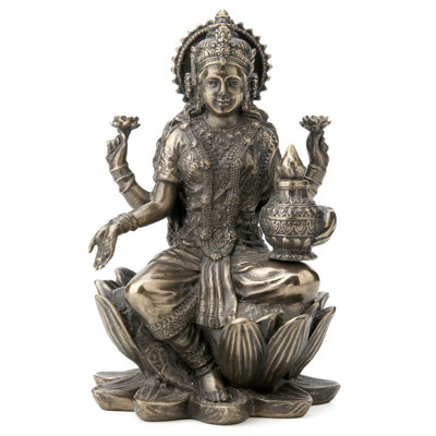 Figurine en résine de 3,35 po H Lakshmi assise sur une résine de Lotus