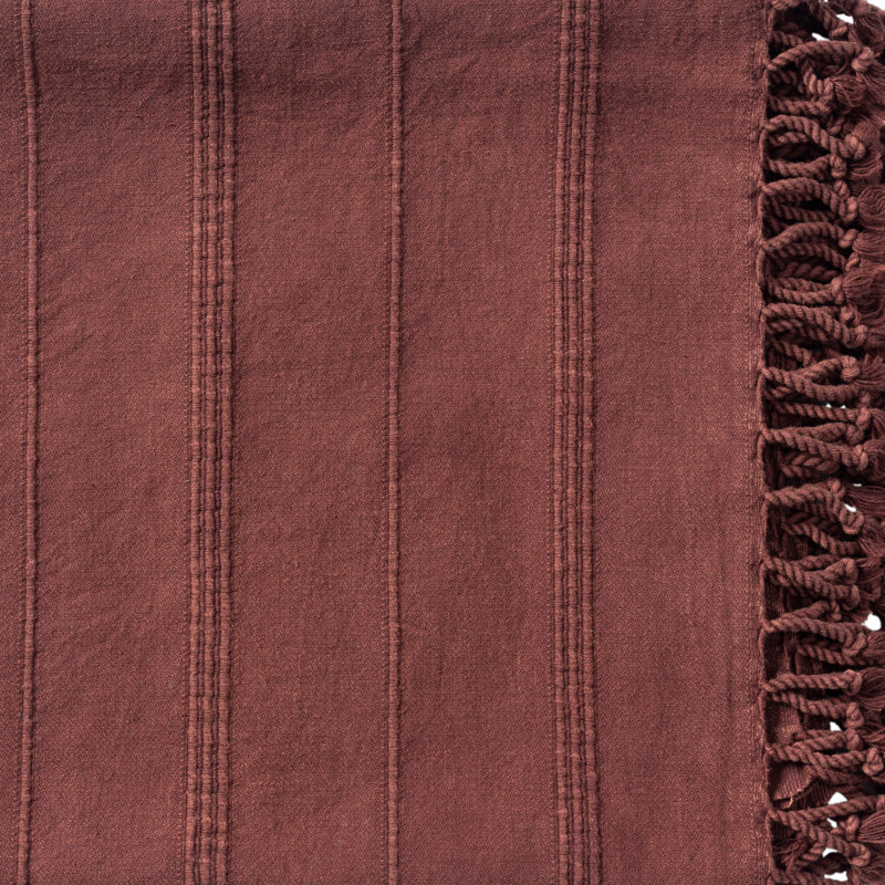 Jeté rayé en coton tissé, Rouge