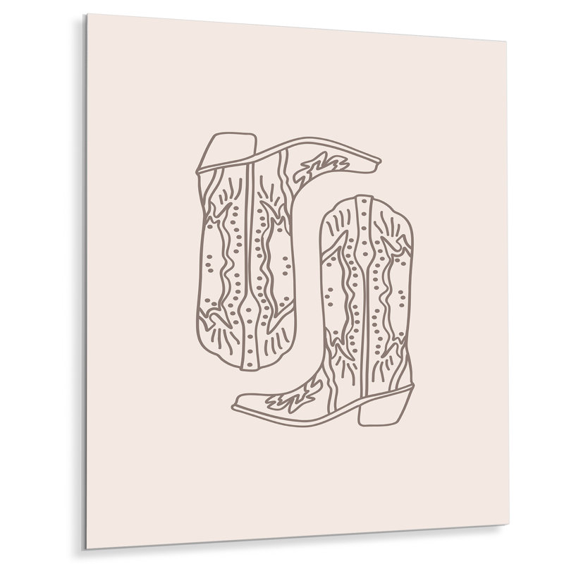 Illustration de bottes de cowboy, Métal métal, H 20 po x l 12 po x P 1 po