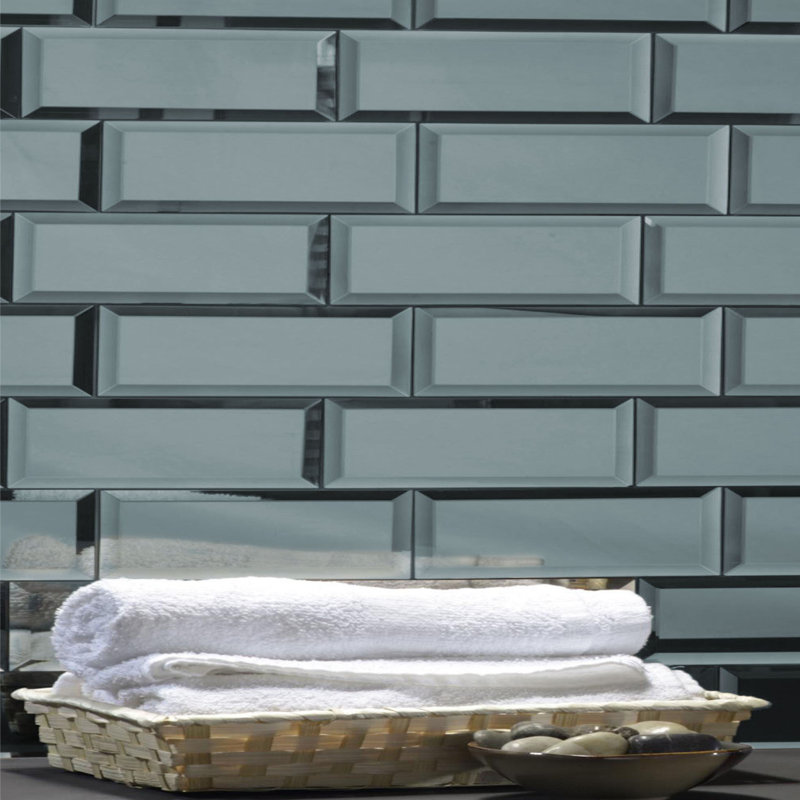 Carrelage mural de cuisine et salle de bain décoratif en verre biseauté 3 po x 12 po Reflections