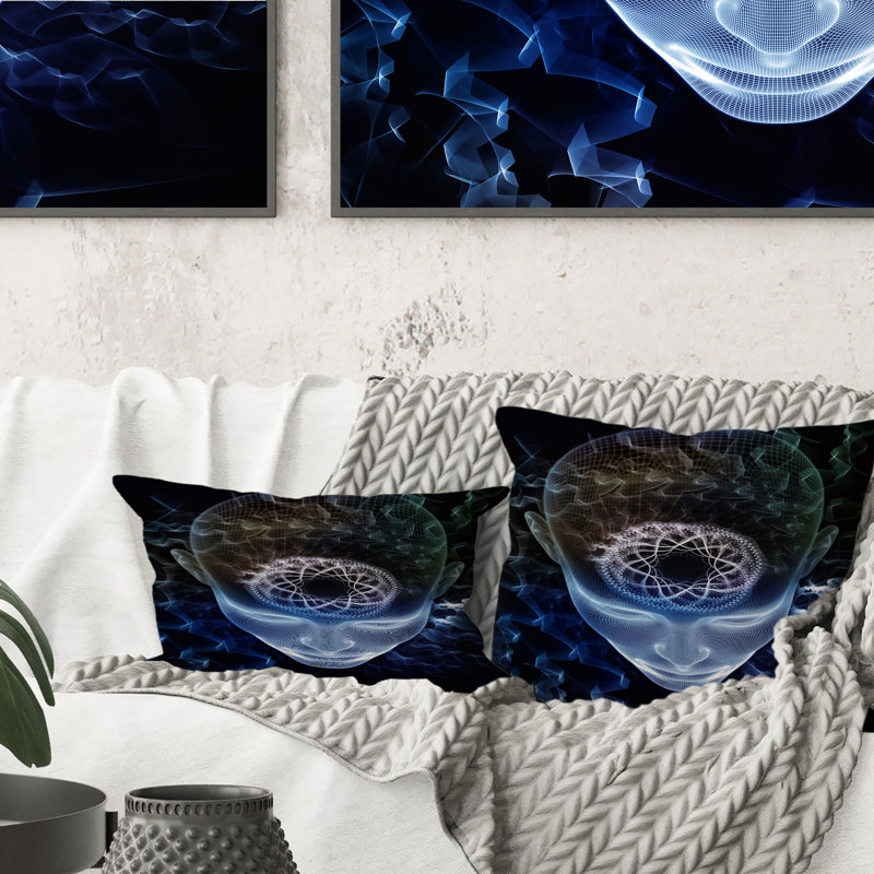 Coussin Futuristic Blue Face On - imprimé moderne