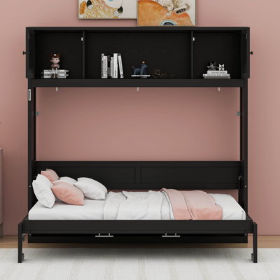 Lit escamotable double avec armoires de rangement